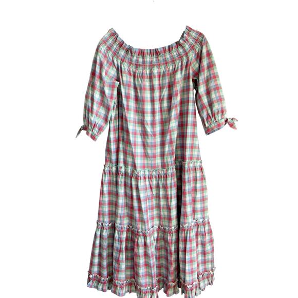 Kate Spade Madras Plaid Off Shoulder Maxi Dress Large - Picture 8 of 11